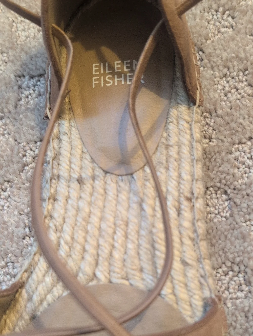 Eileen Fisher Leather Lace Up Espadrilles Flats